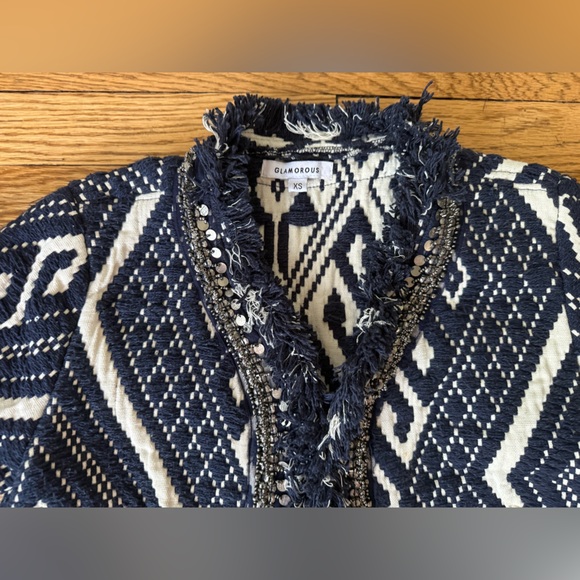 Glamorous Navy and White Blazer - Size XS - Picture 2 of 4